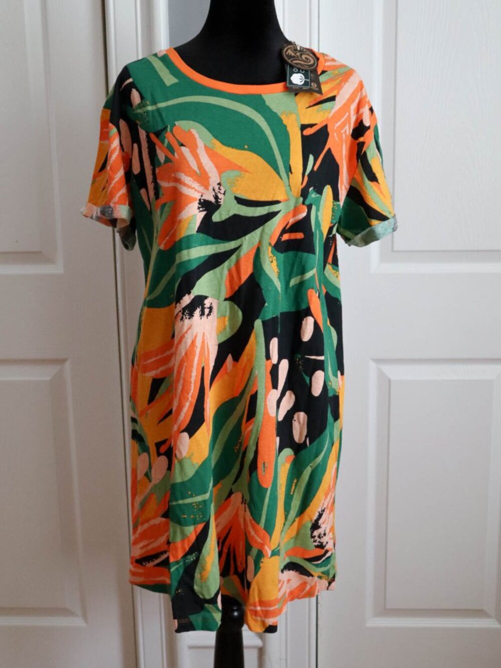 Happy Earth 100% Organic Cotton T-Shirt Dress Finley Playa Sz XL Fair Trade